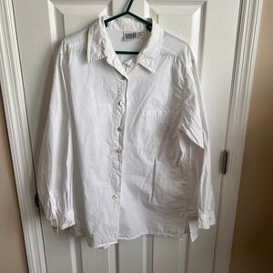 Chico's‎ Design White Cotton Button Down Shirt Long Sleeve Top Size 3 (XL)